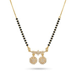 Micro Gold Plated Sparkling Cubic Zirconia Dual Disc Pendant Short Mangalsutra - 5120