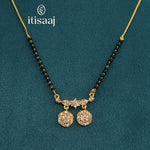 Micro Gold Plated Sparkling Cubic Zirconia Dual Disc Pendant Short Mangalsutra - 5120
