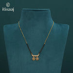 Micro Gold Plated Sparkling CZ Double Circular Pendant Short Mangalsutra - 5116