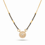 Micro Gold Plated Sparkling Round CZ Pendant Short Mangalsutra - 3978