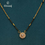 Micro Gold Plated Sparkling Round CZ Pendant Short Mangalsutra - 3978
