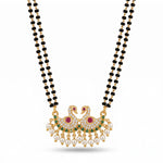 Micro Gold Plated Twin Bird Motif Mangalsutra with Stones and Pearl Drops - 5101