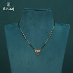 Modern Infinity Design CZ Studded Short Mangalsutra with Ruby Drop - 3797