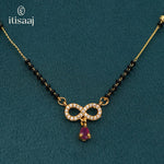 Modern Infinity Design CZ Studded Short Mangalsutra with Ruby Drop - 3797