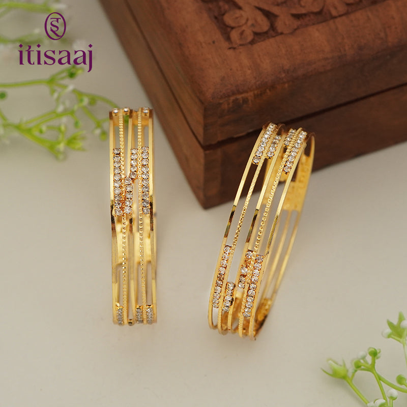 Modern Micro Gold Plated Designer Bangles - 5866-68