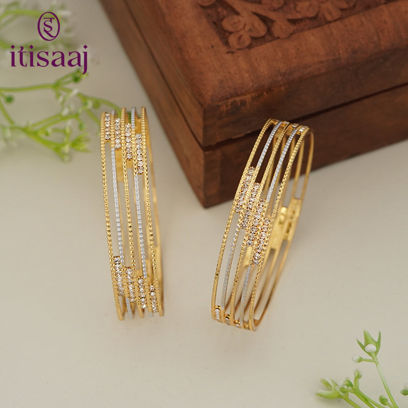Modern Micro Gold Plated Designer Bangles - 5869-71