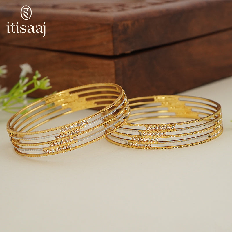 Modern Micro Gold Plated Designer Bangles - 5869-71