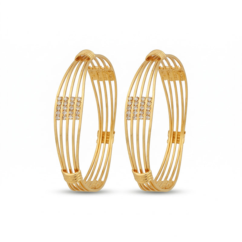Modern Micro Gold Plated Designer Bangles - 5872-74