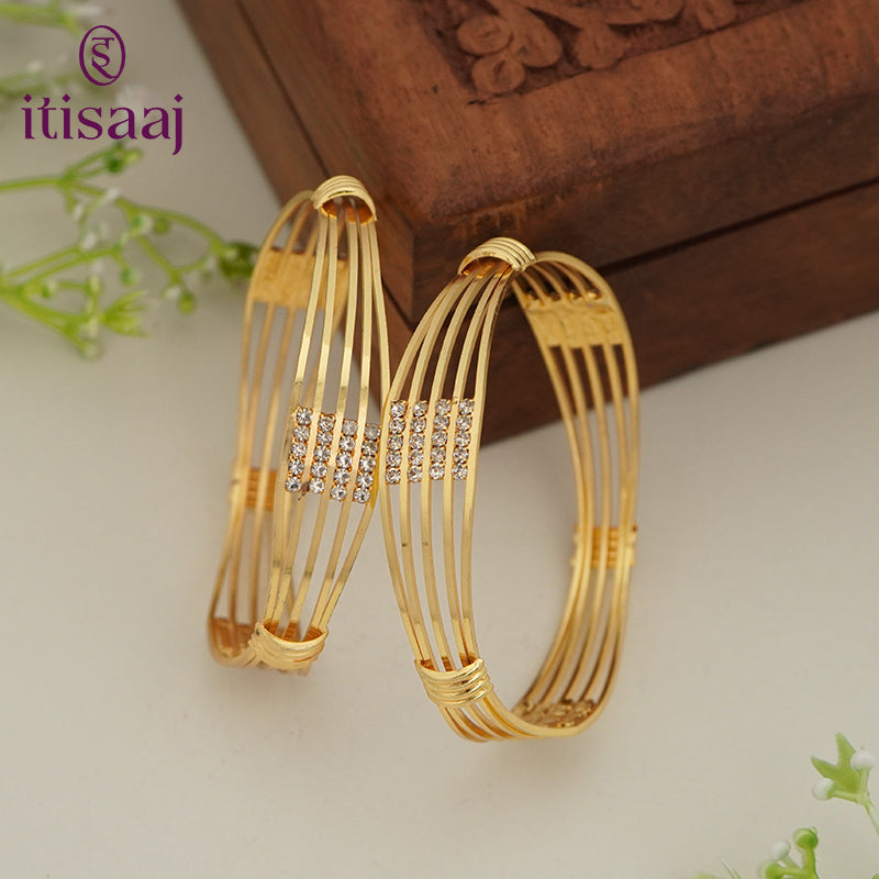 Modern Micro Gold Plated Designer Bangles - 5872-74
