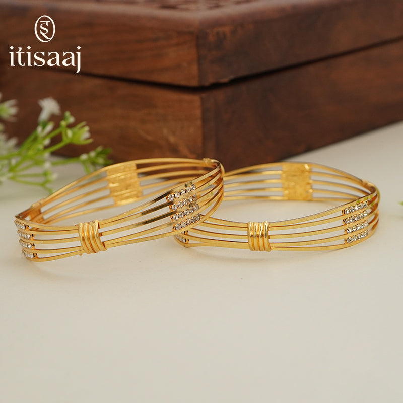 Modern Micro Gold Plated Designer Bangles - 5872-74