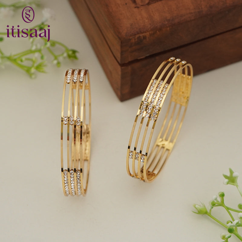 Modern Micro Gold Plated Designer Bangles - 5875-77