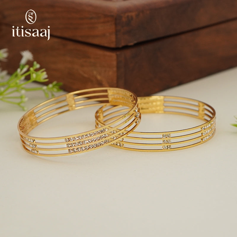 Modern Micro Gold Plated Designer Bangles - 5875-77
