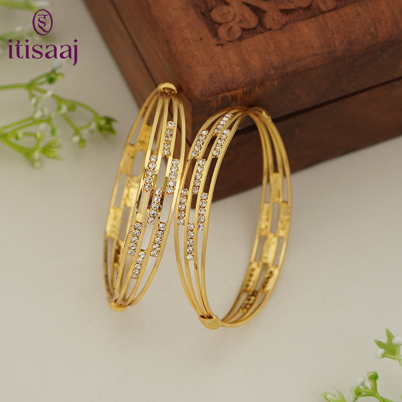 Modern Micro Gold Plated Designer Bangles - 5881-83