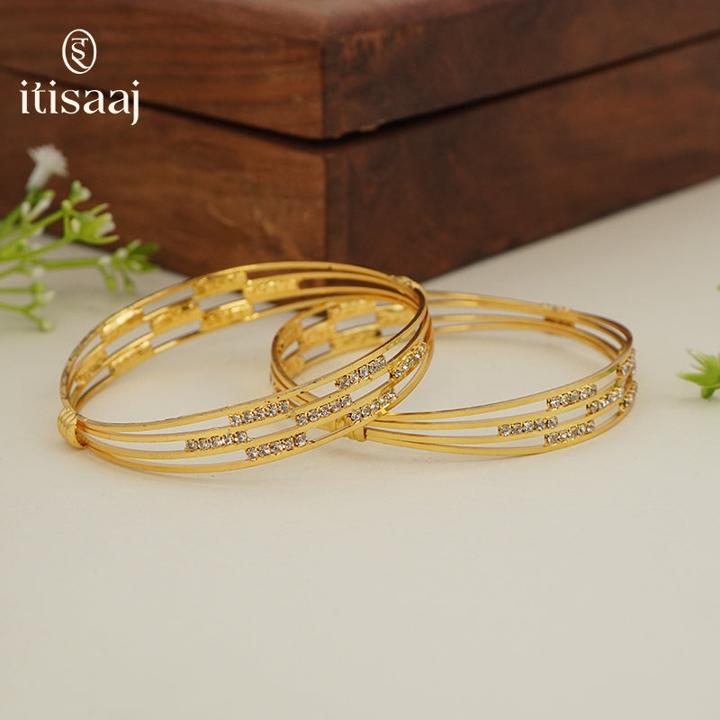 Modern Micro Gold Plated Designer Bangles - 5881-83
