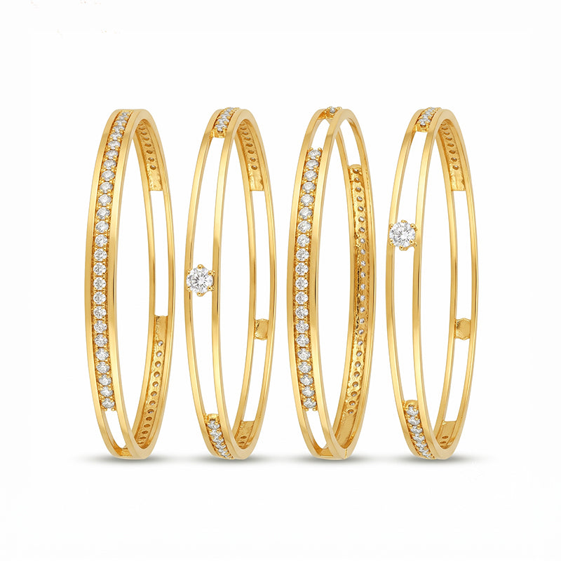 Modern Micro Gold Plated Designer Bangles (Set of 2 Pair - 4 Pc) - 5878-80