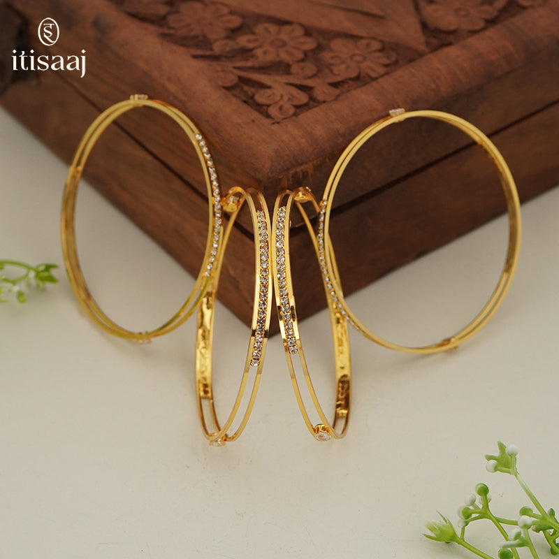 Modern Micro Gold Plated Designer Bangles (Set of 2 Pair - 4 Pc) - 5878-80