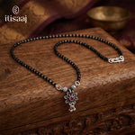 Oxidized Silver Plated Bakuli Pendant Short Mangalsutra - 4476