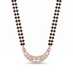 Rose Gold Plated Cubic Zirconia Crescent Pendant Mangalsutra - 5605
