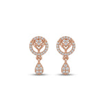 Rose Gold Sparkling American Diamond Dangle Drop Earrings - 5378
