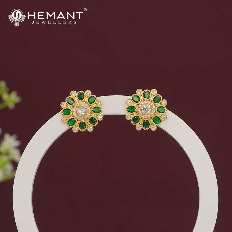 Ruby and CZ Stone Floral Stud Earrings | Classic Look Tops 