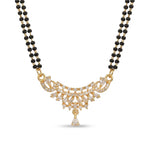 Sparkling American Diamond Curved Pendant Double Line Black Beaded Mangalsutra - 5718