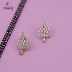 Sparkling American Diamond Curved Teardrop Pendant Long Mangalsutra - 5618