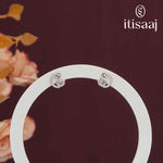 Sparkling Crescent Moon and Star Stud Earrings in Silver Finish - 5562