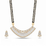 Sparkling Cubic Zirconia Curved Pendant Long Mangalsutra Set with Matching Earrings - 5648