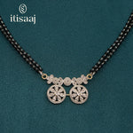 Sparkling Cubic Zirconia Dual Floral Pendant Short Mangalsutra - 5095