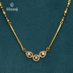 Sparkling Cubic Zirconia Trio Motif Micro Gold Plated Short Mangalsutra - 5212