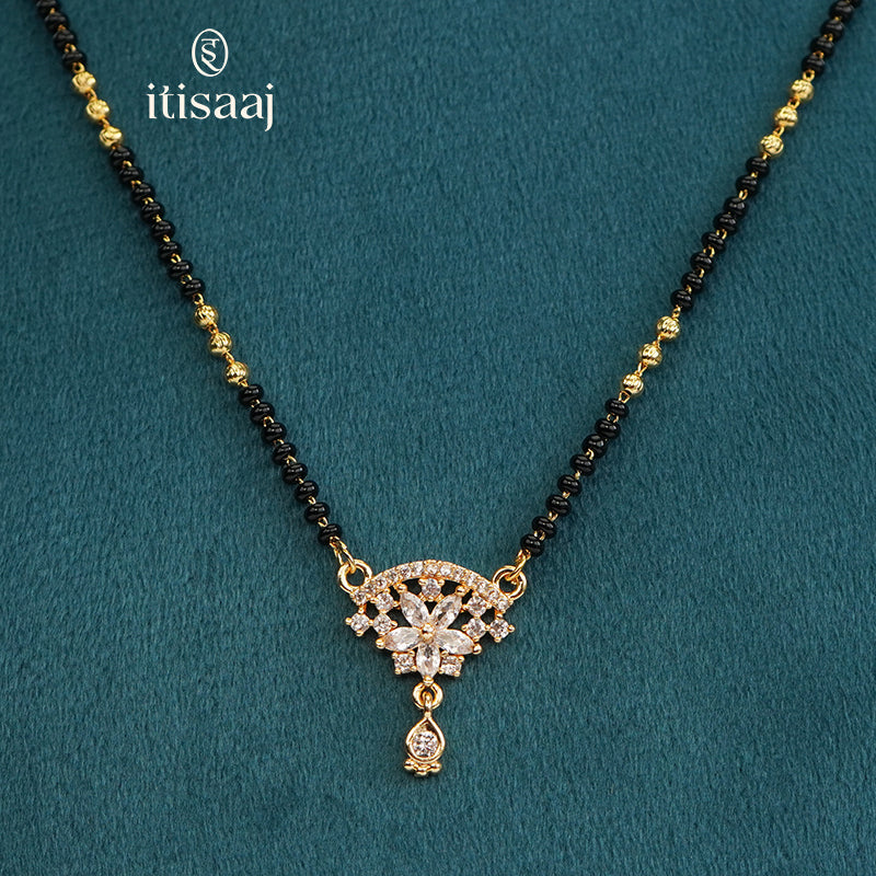 Sparkling CZ Floral Pendant Mangalsutra - 5108