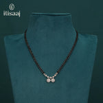Sparkling Dual Circle Stone Studded Mangalsutra with Double Line Black Beads Chain - 5100