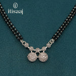 Sparkling Dual Circle Stone Studded Mangalsutra with Double Line Black Beads Chain - 5100