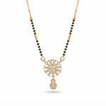 Sparkling Floral CZ Pendant Micro Gold Plated Short Mangalsutra - 3715