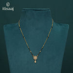 Sparkling Floral CZ Pendant Micro Gold Plated Short Mangalsutra - 3715