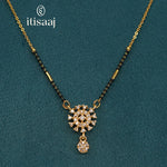 Sparkling Floral CZ Pendant Micro Gold Plated Short Mangalsutra - 3715
