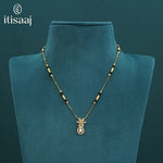 Sparkling Floral Teardrop Cubic Zirconia Mangalsutra Necklace - 5226