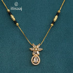 Sparkling Floral Teardrop Cubic Zirconia Mangalsutra Necklace - 5226
