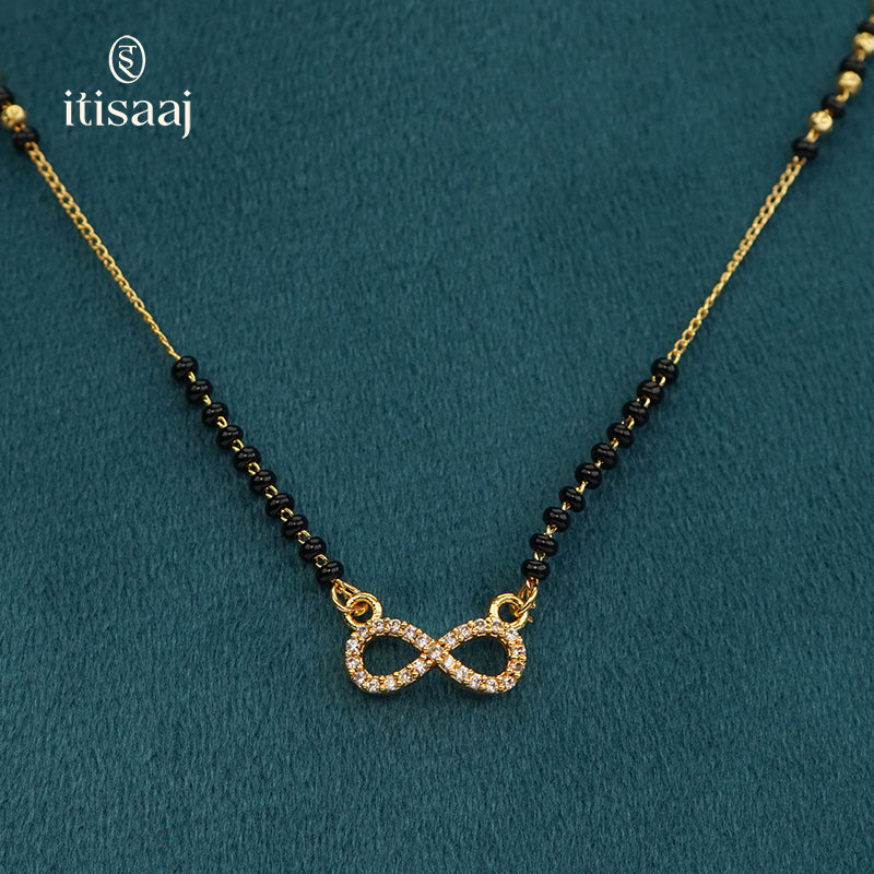 Sparkling Infinity Motif Micro Gold Plated CZ Mangalsutra - 5221