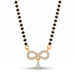 Sparkling Infinity Motif Micro Gold Plated Short Mangalsutra with Pear Stone Drop - 3929