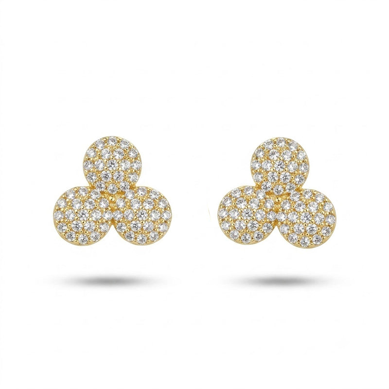 Sparkling Tri-Cluster Stud Earrings - 5663
