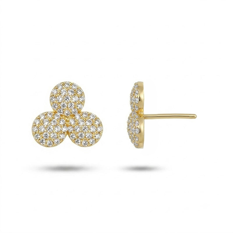 Sparkling Tri-Cluster Stud Earrings - 5663