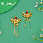 Traditional Ambada Pin with Crescent Motif and Ruby-Tone Stone | Hair Pin Ornament - 5195