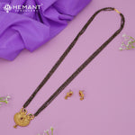 Traditional Antique Gold Finish Long Four Layer Mangalsutra Set Earrings