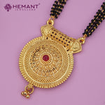 Traditional Antique Gold Finish Long Four Layer Mangalsutra Set Earrings