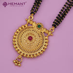 Traditional Antique Gold Finish Long Four Layer Mangalsutra Set Earrings