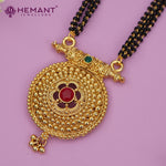 Traditional Antique Gold Finish Long Four Layer Mangalsutra Set Earrings