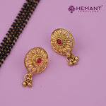 Traditional Antique Gold Finish Long Four Layer Mangalsutra Set Earrings