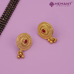 Traditional Antique Gold Finish Long Four Layer Mangalsutra Set Earrings