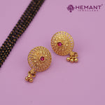 Traditional Antique Gold Finish Long Four Layer Mangalsutra Set Earrings